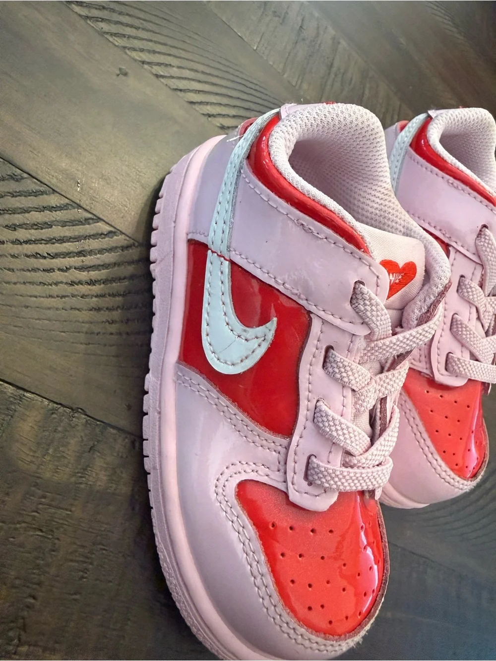 Nike Kids Pink and Red Nike Dunk Low